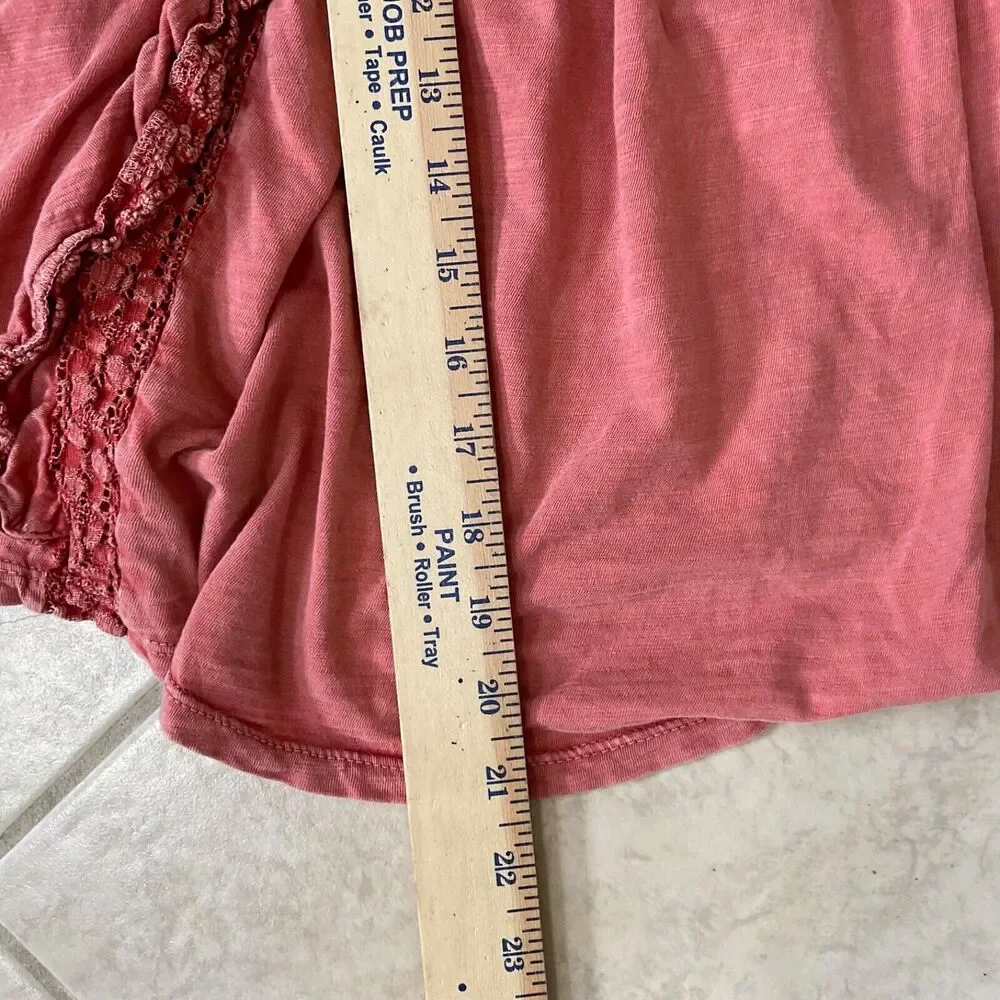 Free People Le Femme Top Babydoll XS Sun washed red ruffle BOHO Peasant blouse